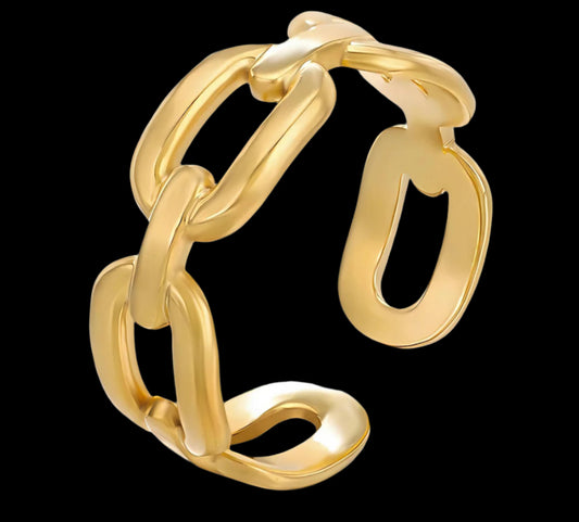 18K GOLD PLATED STAINLESS STEEL FINGER RING, INTENSITY;  WATERPROOF; HYPOALLERGENIC JEWELRY