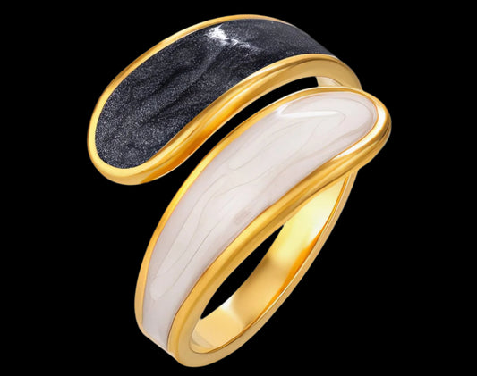 18K GOLD PLATED STAINLESS STEEL FINGER RING, INTENSITY;  WATERPROOF; HYPOALLERGENIC JEWELRY