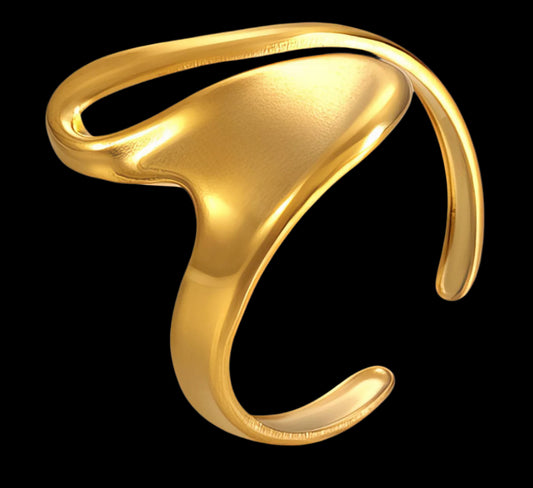 18K GOLD PLATED STAINLESS STEEL FINGER RING, INTENSITY;  WATERPROOF; HYPOALLERGENIC JEWELRY