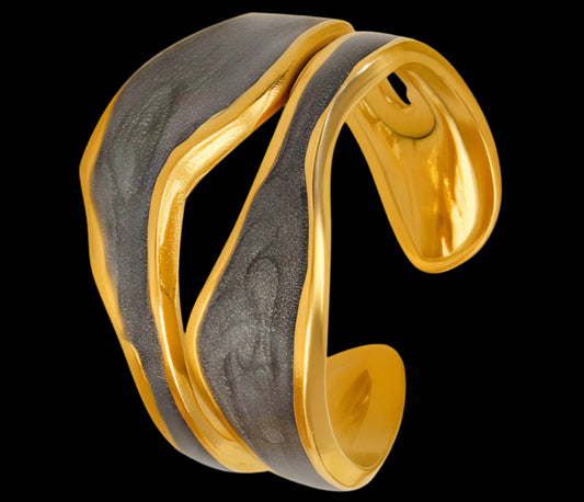 18K GOLD PLATED STAINLESS STEEL FINGER RING, INTENSITY;  WATERPROOF; HYPOALLERGENIC JEWELRY