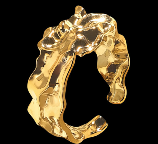 18K GOLD PLATED STAINLESS STEEL FINGER RING, INTENSITY;  WATERPROOF; HYPOALLERGENIC JEWELRY