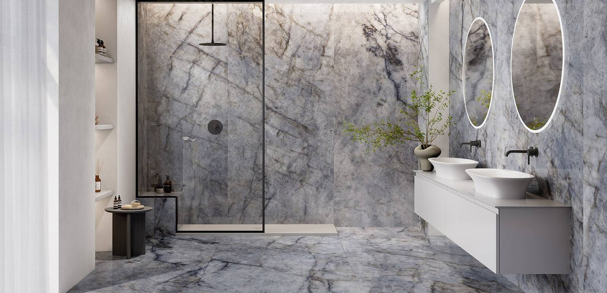 Granito Blu Ande - RAK Ceramics, applied in a bathroom