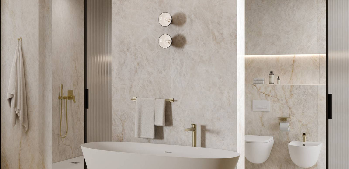 Crystal White - RAK Ceramics, applied in a bathroom
